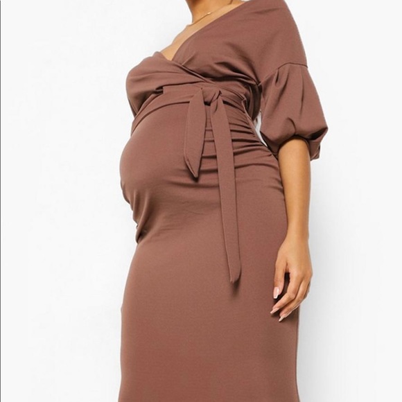 Boohoo Dresses & Skirts - New boohoo maternity dress long mocha